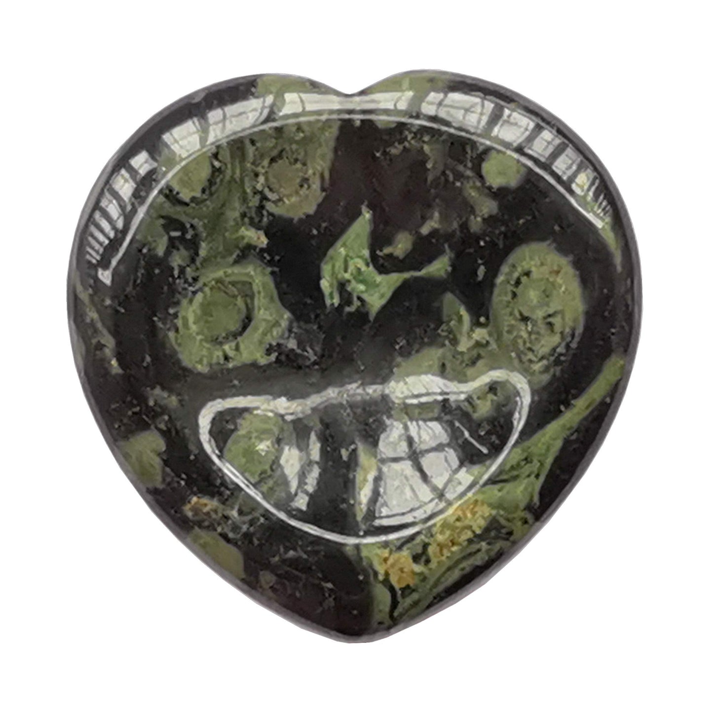 Bacatgem Natural Kambaba Jasper Heart Chakra Thumb Worry Stone,Hand Carved Healing Crystal Shaped Stone for Anxiety Stress Relief Meditation