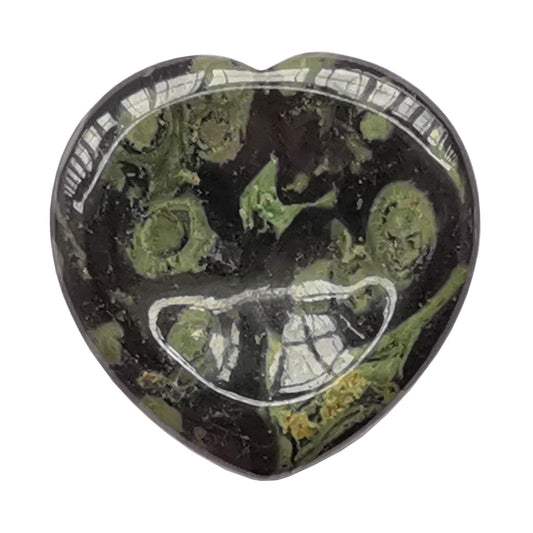 Bacatgem Natural Kambaba Jasper Heart Chakra Thumb Worry Stone,Hand Carved Healing Crystal Shaped Stone for Anxiety Stress Relief Meditation