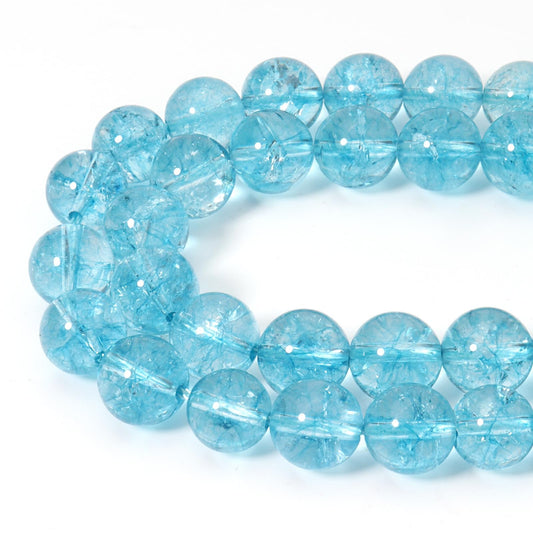 Siomia 60pcs 6mm Natural Blue Topaz Gemstone Beads Energy Healing Crystal Round Loose Stone Beads for Jewelry Making, DIY Bracelets Necklaces