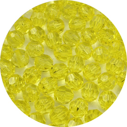 YUEXIGO 100pcs 12mm Acrylic Round Faceted Beads for Crafts Faceted Spacer Beads for Sewing Crafts Decoration Necklaces Bracelets Earrings Jewelry Making(Lemon Yellow)