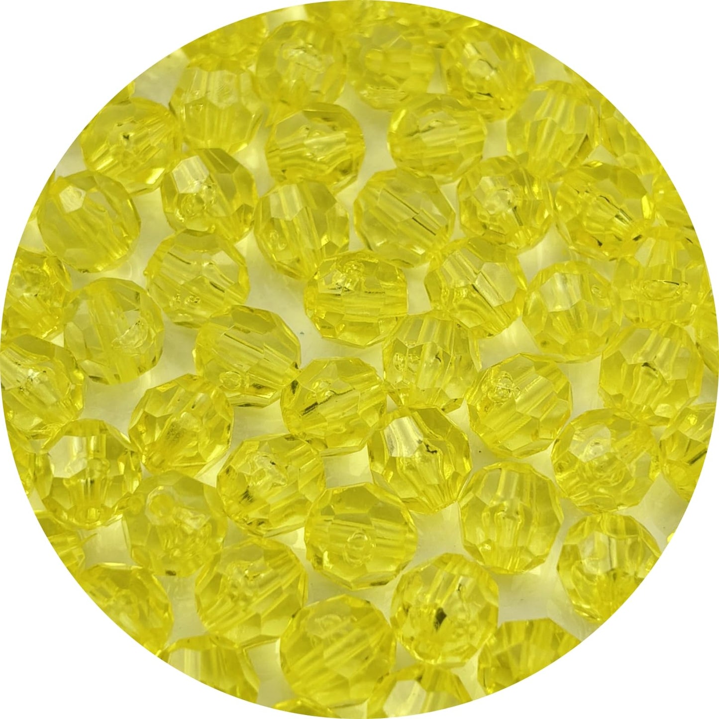 YUEXIGO 200pcs 10mm Acrylic Round Faceted Beads for Crafts Faceted Spacer Beads for Sewing Crafts Decoration Necklaces Bracelets Earrings Jewelry Making(Lemon Yellow)