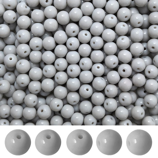 PAMIR TONG 400pcs 8mm Round Glass Beads for Bracelet Pretty Smooth Loose Beads for Necklace-Earring-Jewelry Making and DIY Crafts (Gray)