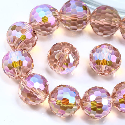 Dowarm 150PCS 6MM Faceted Crystal Beads for Jewelry Making, Bracelet Wind Chimes Suncatcher, Rondelle Spacer Beads, Loose Gemstones, Vintage Rose Paradise