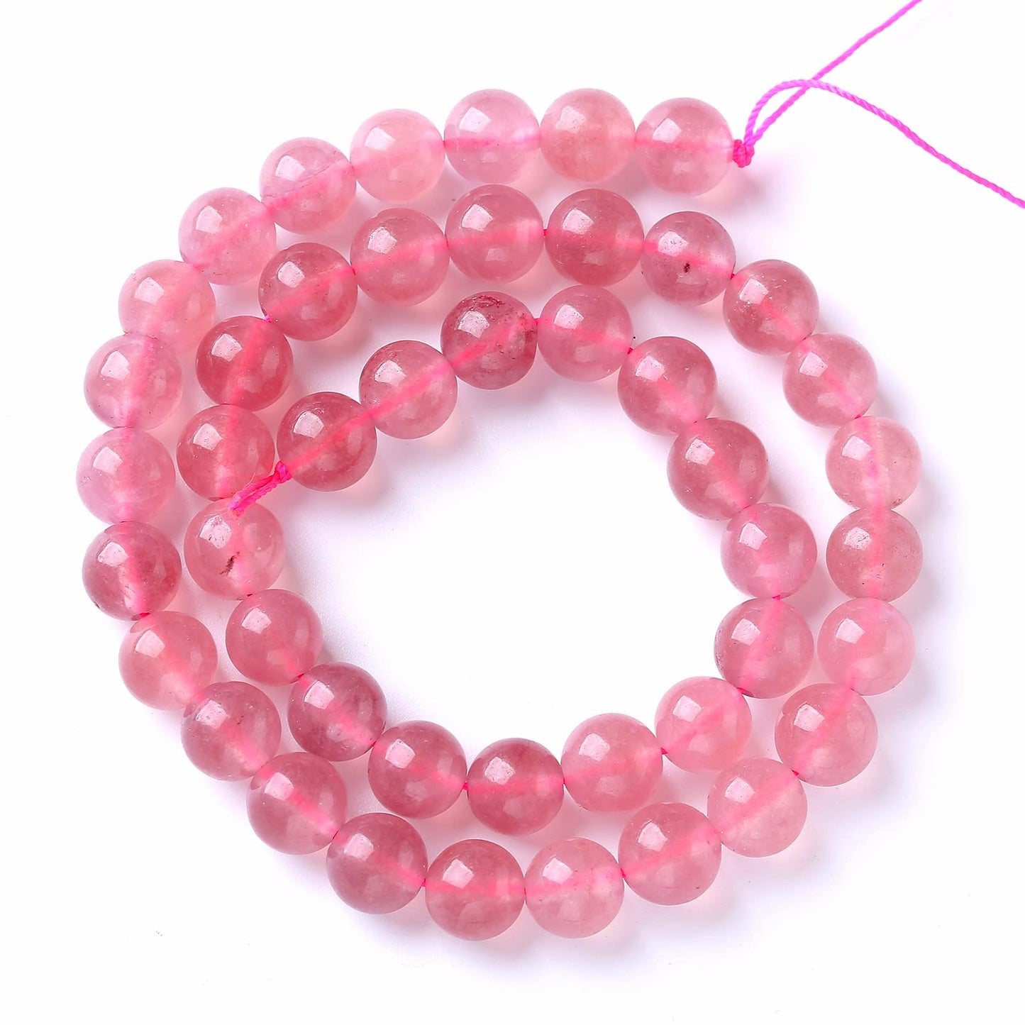 8MM 46PCS Natural Strawberry Quartz Crystal Jade Spacer Loose Beads for Jewelry Making DIY Bracelet Necklace