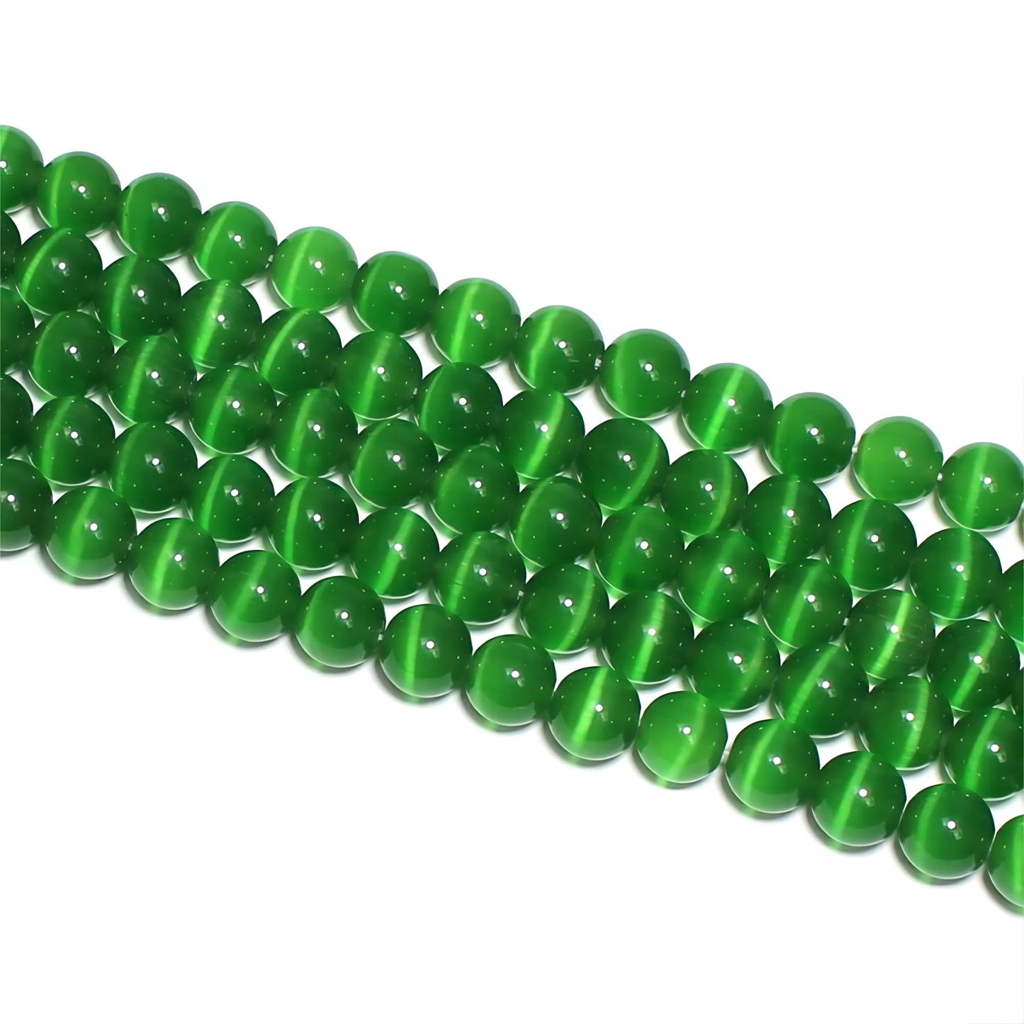 MJDCB 60pcs Dark Green Cat Eye Stone Beads 6mm Round Crystal Loose Bead for Jewelry Making DIY Bracelets Necklace Accessories