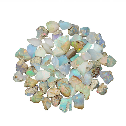 CRYSTALINES (100cts) Natural Raw Ethiopian Opal Gemstone, Wholesale Rough Stones, Loose Supplies, DIY Crafts, Jewelry Making, Mate-Finish Unpolished Stones, Healing Crystals, (Approx 55+pcs)