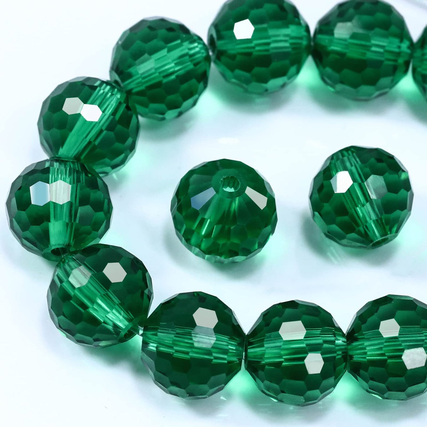 Dowarm 150PCS 6MM Round Crystal Glass Beads for Jewelry Making, Faceted Crystal Beads for Crafts Bracelet Wind Chimes Suncatcher, #5003 Crystal Rondelle Spacer Beads, Loose Gemstones, Malachite Green