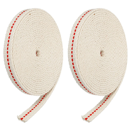 MECCANIXITY Oil Lamp Wick 0.4 Inch Flat Wide Cotton 10 Ft with Red Stitch, Model mea220517ee0485