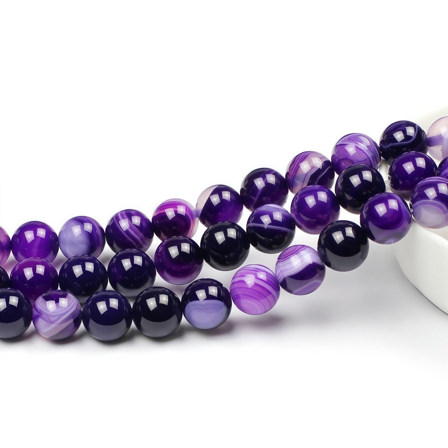 MJDCB Natural Stone Beads Purple Striped Agate Round Loose Beads for Jewelry Making DIY Bracelet Necklace (8mm)