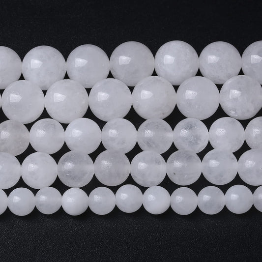 6MM 60PCS Natural Stone White Jade Loose Beads for Jewelry Making DIY Bracelet