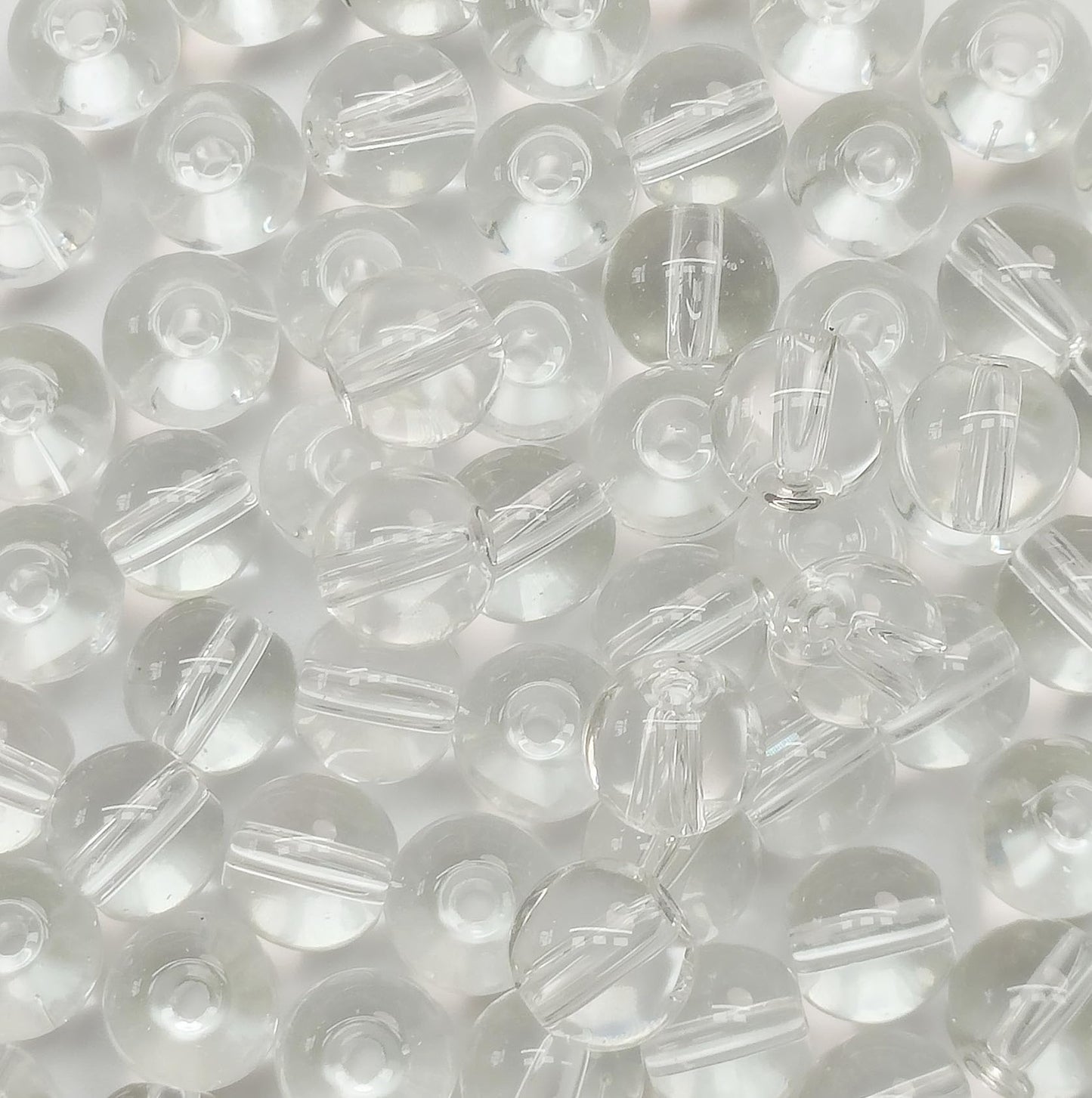 Bxwoum 200PCS Glass Beads 8mm Glass Beads for Jewelry Making Round Loose Beads for Bracelets DIY Crafts (Transparent)