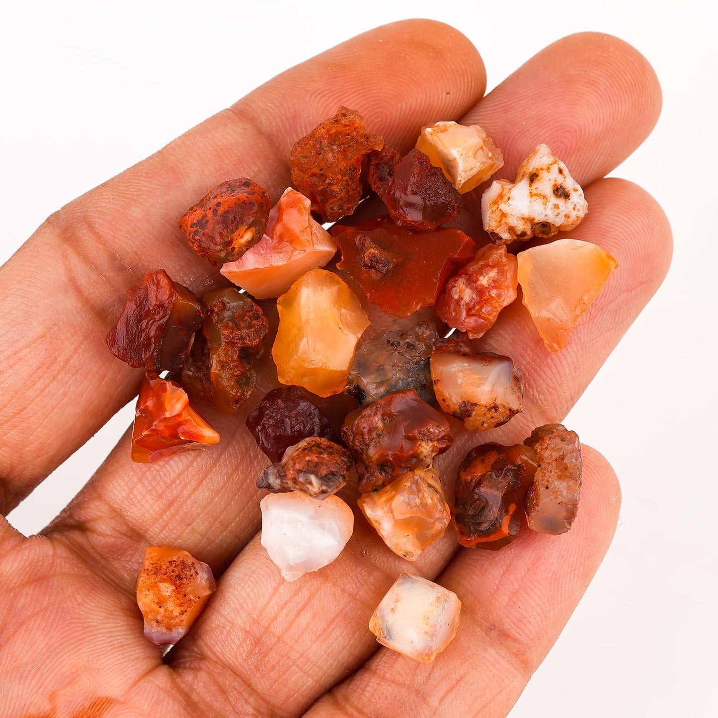 ColouredRocks 50 carats Mexican Fire Opal Crystals, Raw Stones, Rough Gemstones, Jewelry Making Supply, Cabbing, Polishing, Cutting, DIY, Crafts (22-24pcs) (5-10mm) (B-Grade)