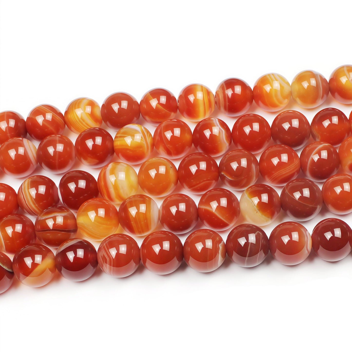 MJDCB Natural Red Striped Agate Beads Round Loose Beads for Jewelry Making DIY Bracelet Necklace (4mm)