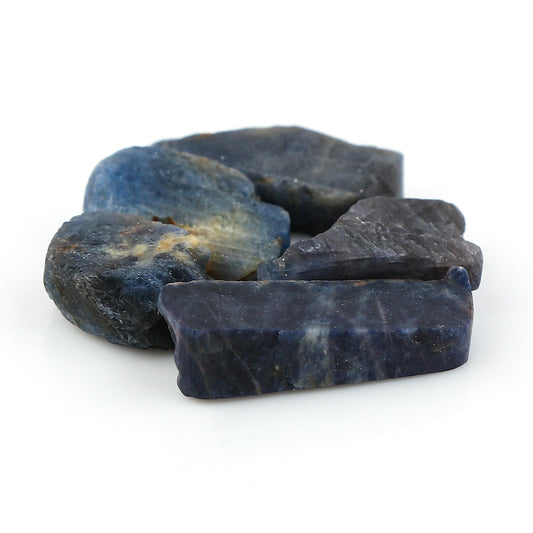 CRYSTALINES 5pcs Wholesale Natural Raw Blue Sapphire Gemstone, Untreated Rough Slice Stone, Bulk Loose Supplies for DIY Crafts-Jewelry Making, September Birthstone, Healing Crystals, Gem Collection