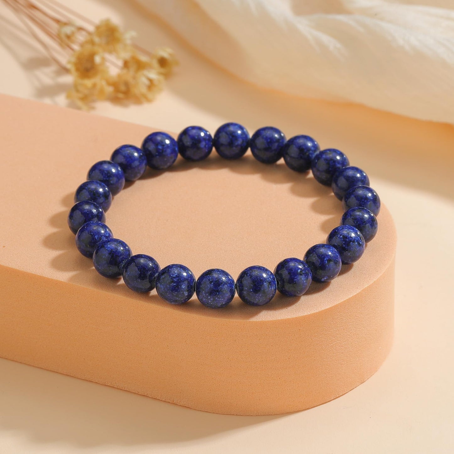 Udolfly Womens Crystal Beaded Bracelets for Women Men Protective Energy Bracelet Natural Gemstone Bead Bracelet 4mm Lapis