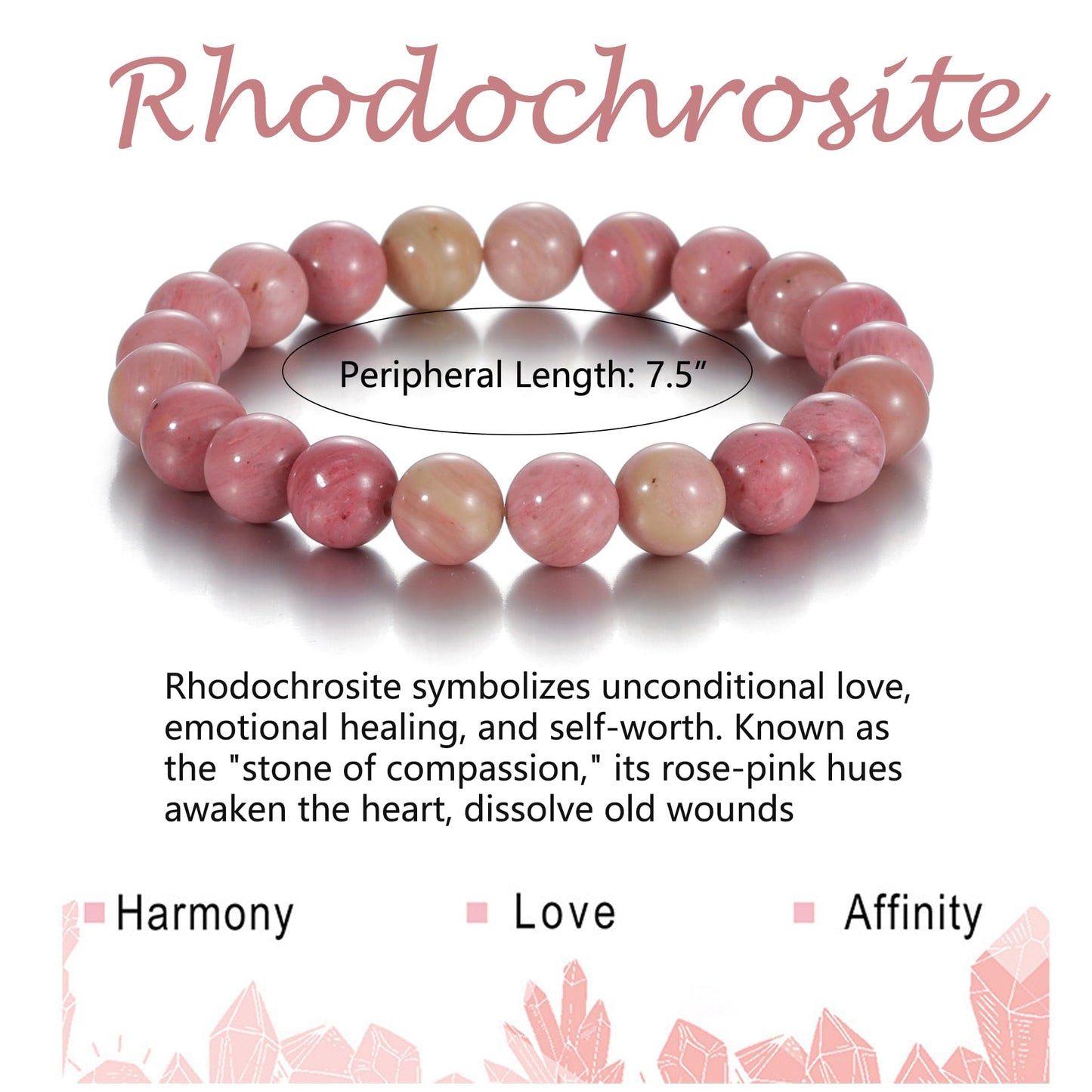 Udolfly Womens Crystal Beaded Bracelets for Women Men Protective Energy Bracelet Natural Gemstone Bead Bracelet 4mm Rhodochrosite