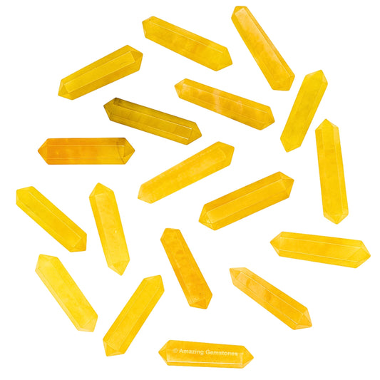 Amazing Gemstone Yellow Aventurine Crystal Points Bulk Healing Crystals and Stones - Pack of 3, Double Terminated Healing Wand Point Bulk Crystals for Crafts, Crystal Grid, DIY Work