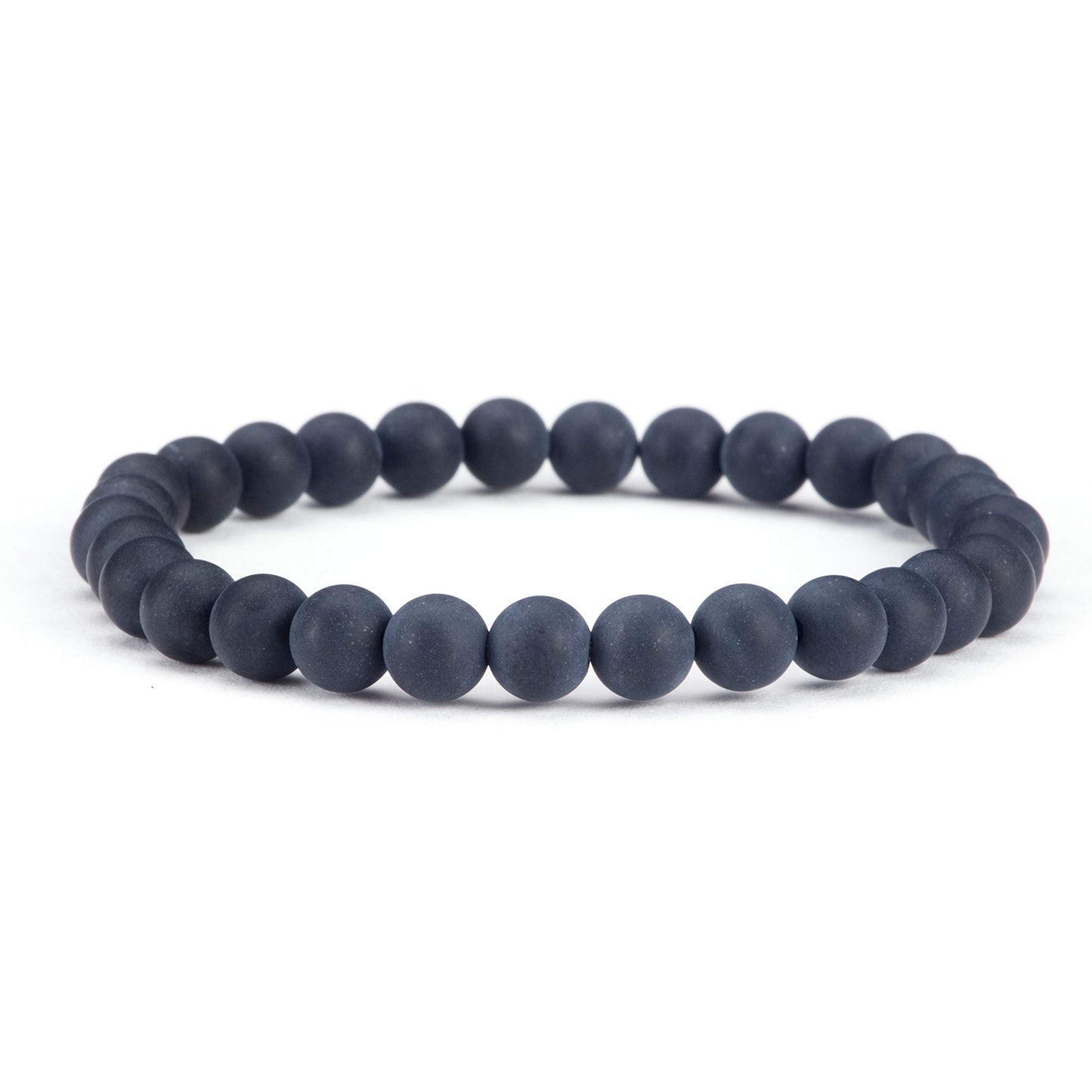 Cherry Tree Collection - Small, Medium, Large Sizes - Gemstone Beaded Bracelets For Women and Men - 6mm Round Beads (Black Agate Matte - Medium)