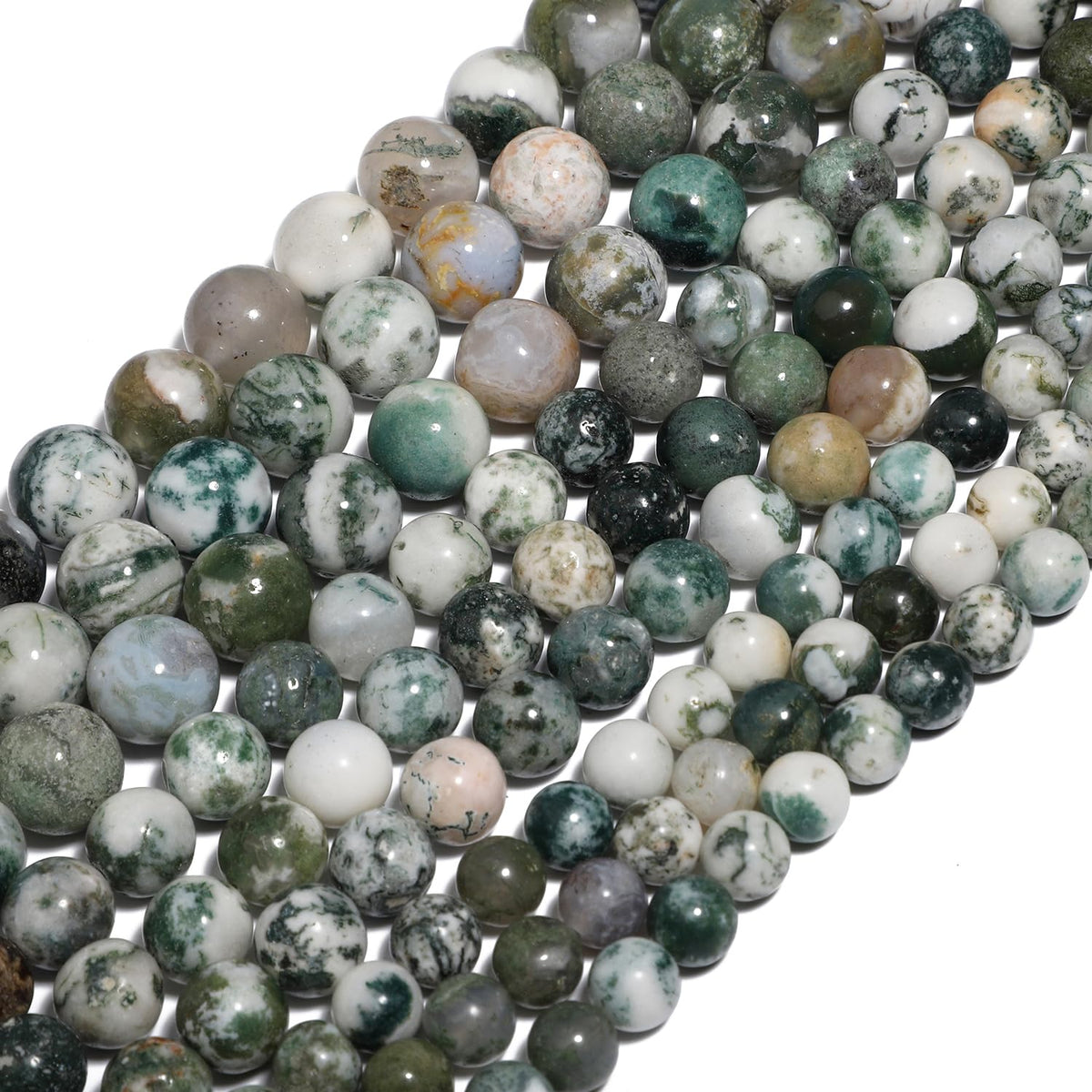 NITOPUPU 10mm 37pcs Tree Agate Natural Stone Beads for Jewelry Making Supplies, Round Crystal Beads for Bracelets Necklace DIY Crafts