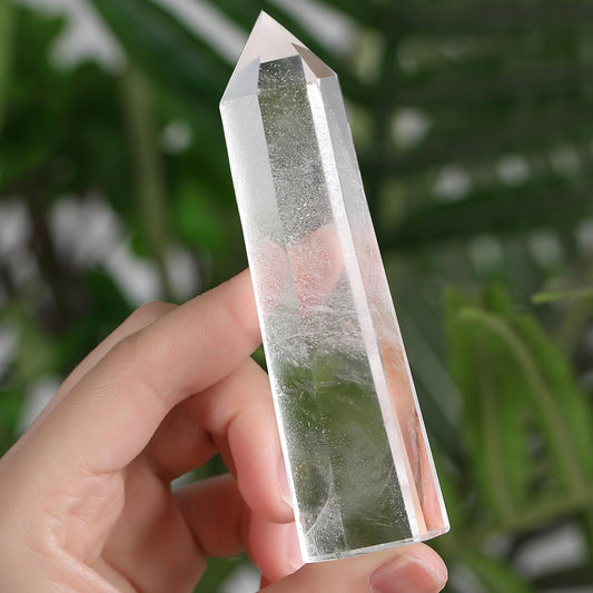 ZHIYUXI 3.7-4" Clear Quartz Crystals and Healing Stones Gemstones Hexagonal Pointed Healing Crystals Wand Stone 1 Pc Large Protection Crystals Reiki Energy Balancing Meditation Therapy Decoration