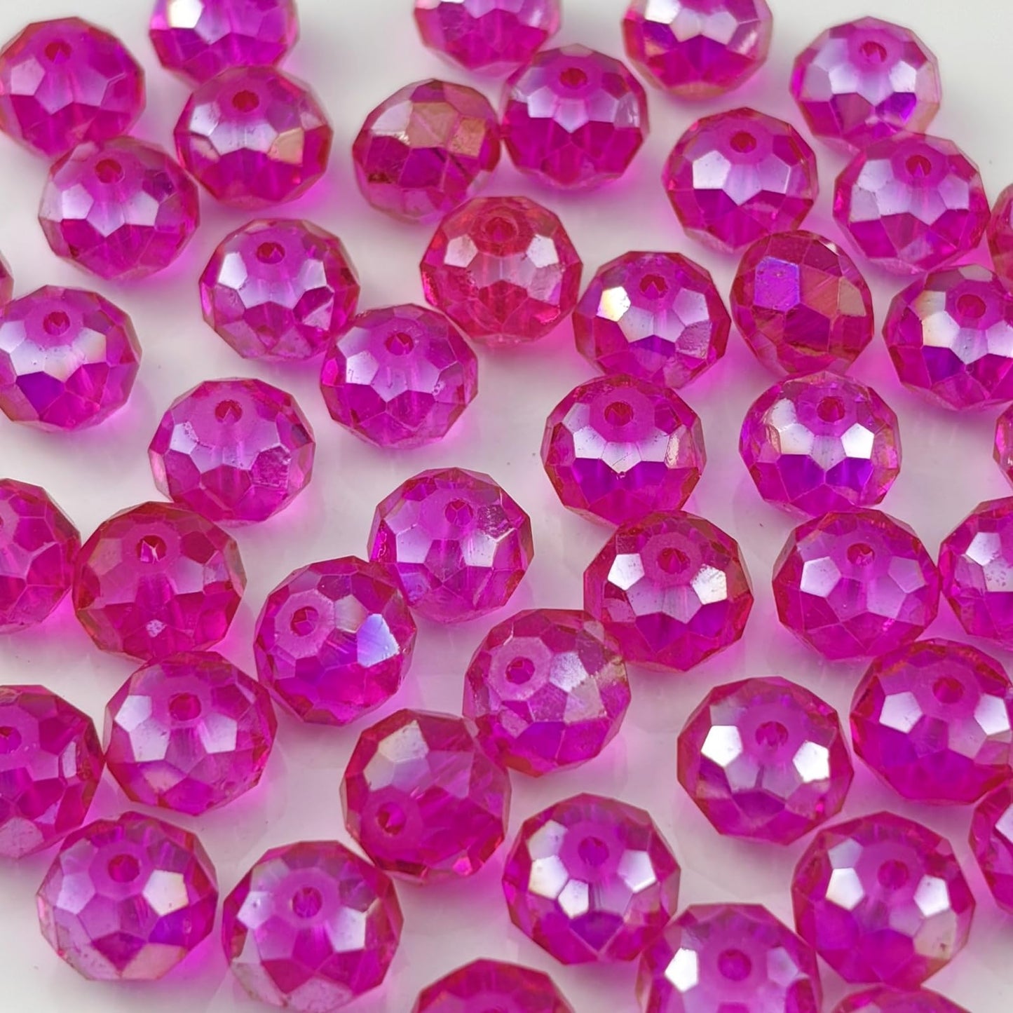 YHYPOCI 100pcs 8mm Crystal Glass Beads for Crafts Faceted Rondelle Glass Beads for Jewelry Making Crystal Spacer Beads for Necklaces Bracelets Earrings DIY Craft(Rose Red AB)