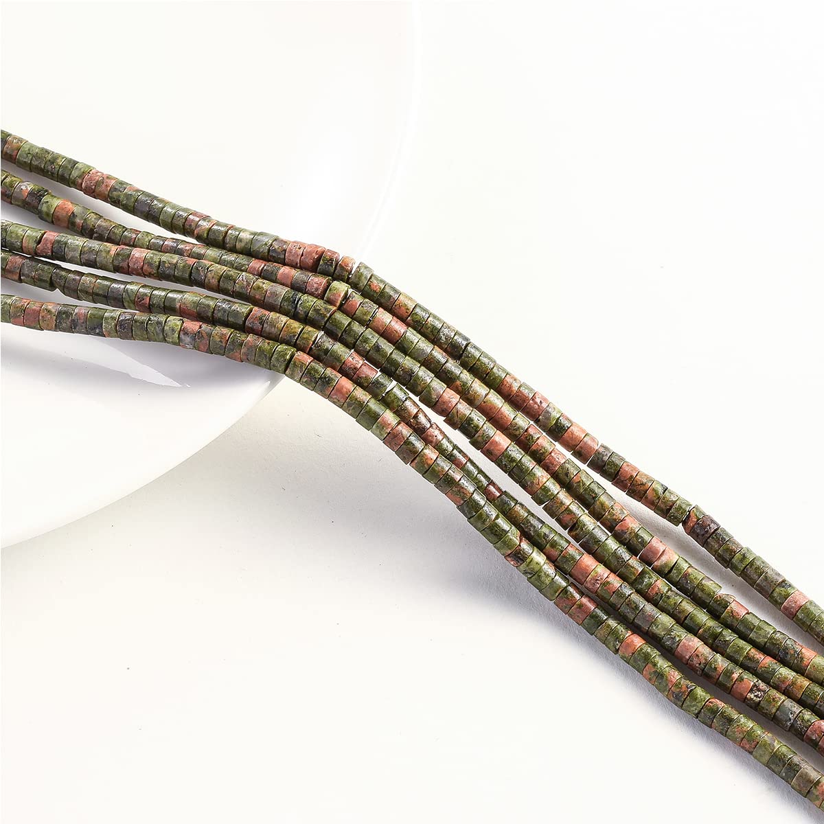 Natural Unakite Stone Spacer Beads 4x2mm 38cm/str Flat Round Loose Semi Gemstone Caps for Making Bracelets Necklace
