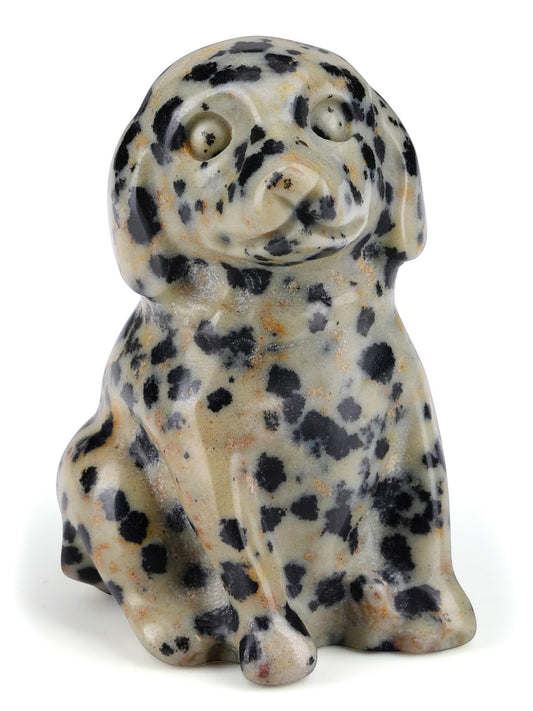 CrystalTears Dalmation Spot Jasper Crystal Dog Ornament, Cute Dogs Gifts for Women Dog Lovers Men Christmas, 1.5” Lucky Healing Gemstone Labrador Dogs Puppy Figurine Statue for Home Office Desk Decor