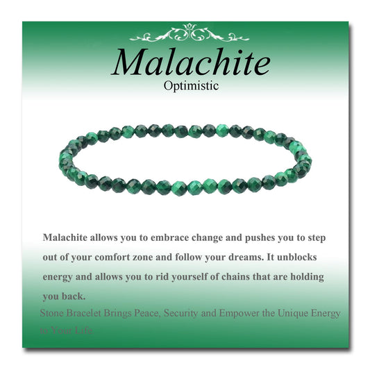 MASSIVE BEADS Natural Genuine Gemstone Beads Healing Crystal Chakra Reiki Jewelry Faceted Round Beads Bracelets (Malachite, 3mm)