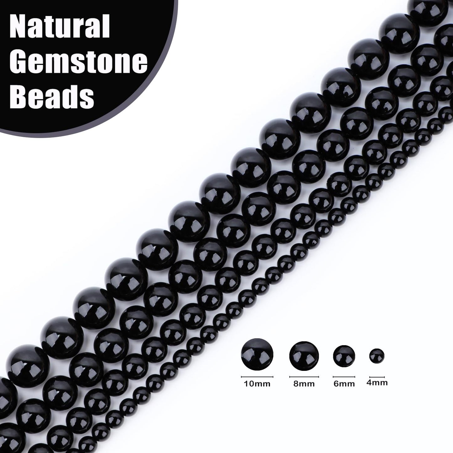 CMBYN Natural Stone Beads Round Genuine Real Stone Beading Strand Loose Gemstones DIY Smooth Bead for Bracelet Necklace Earrings Jewelry Making (Black Onyx, 8mm 45 Pieces)