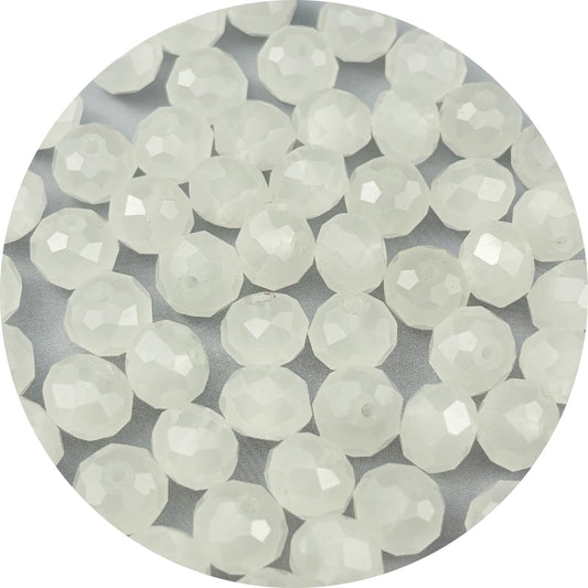Pinhoollgo 400pcs 4mm Crystal Glass Beads Faceted Rondelle Glass Spacer Beads for Bracelets Necklace Pendants Earrings Key Chains Jewelry Making(White Jade)