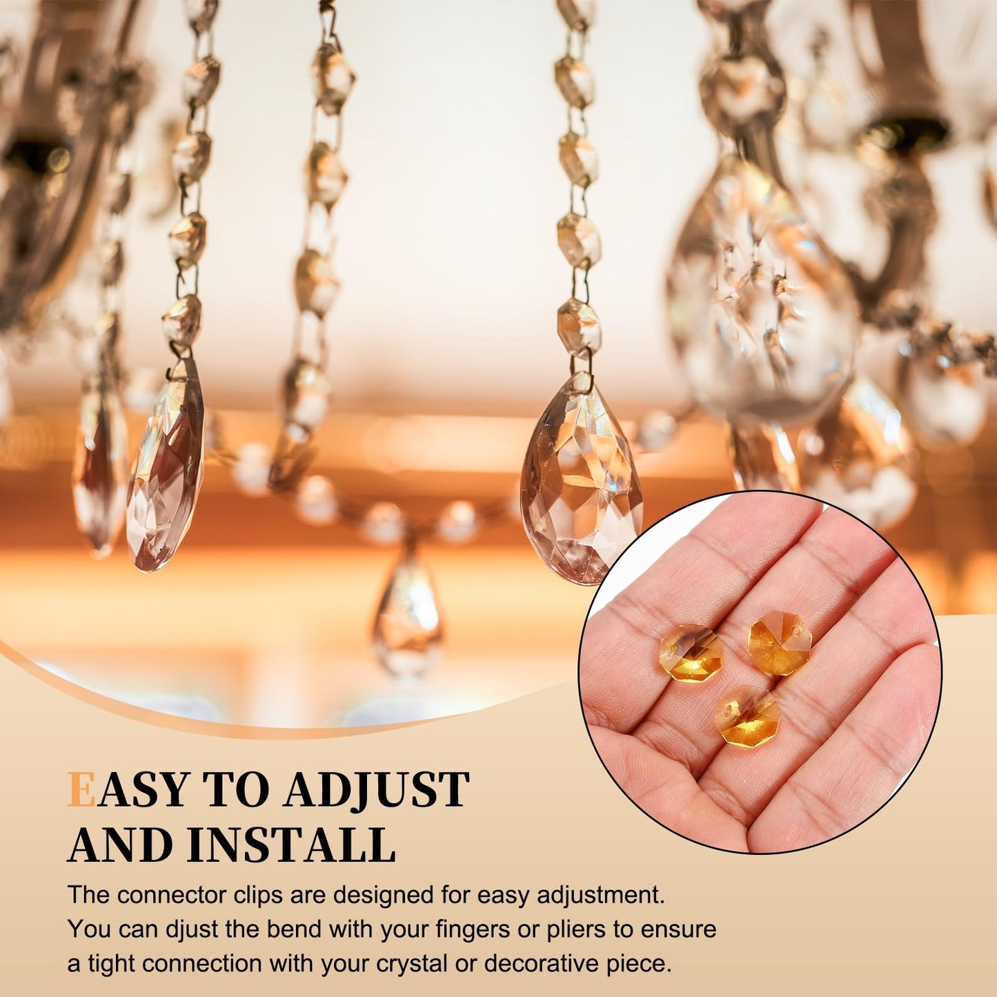 uxcell 25Pcs 1 Hole Crystal Octagon Beads, 12mm K9 Glass Hanging Chandelier Beads Prisms Parts for Crystal Chandeliers Lamp Hanging Pendant Jewelry DIY Craft, Yellow