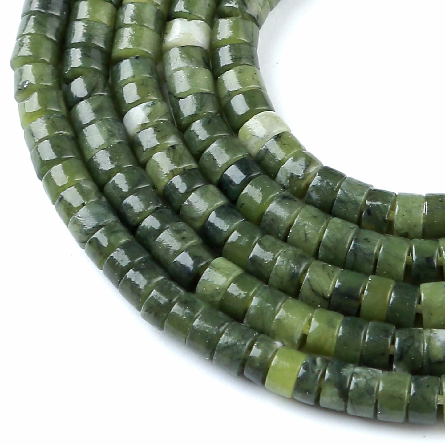2x4MM 150PCS Chinese Green Jade Tube Cylinder Rondelle Abacus Disk Spacer Loose Beads for Jewelry Making