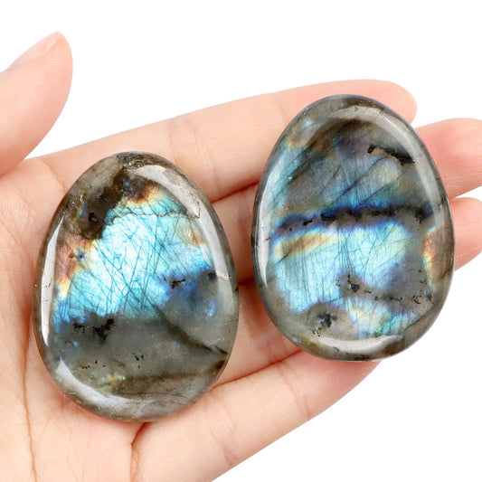 Artistone Labradorite Crystal Thumb Worry Stone Hand Carved Healing Crystal Pocket Stone for Meditation Reiki, Water Drop Shaped