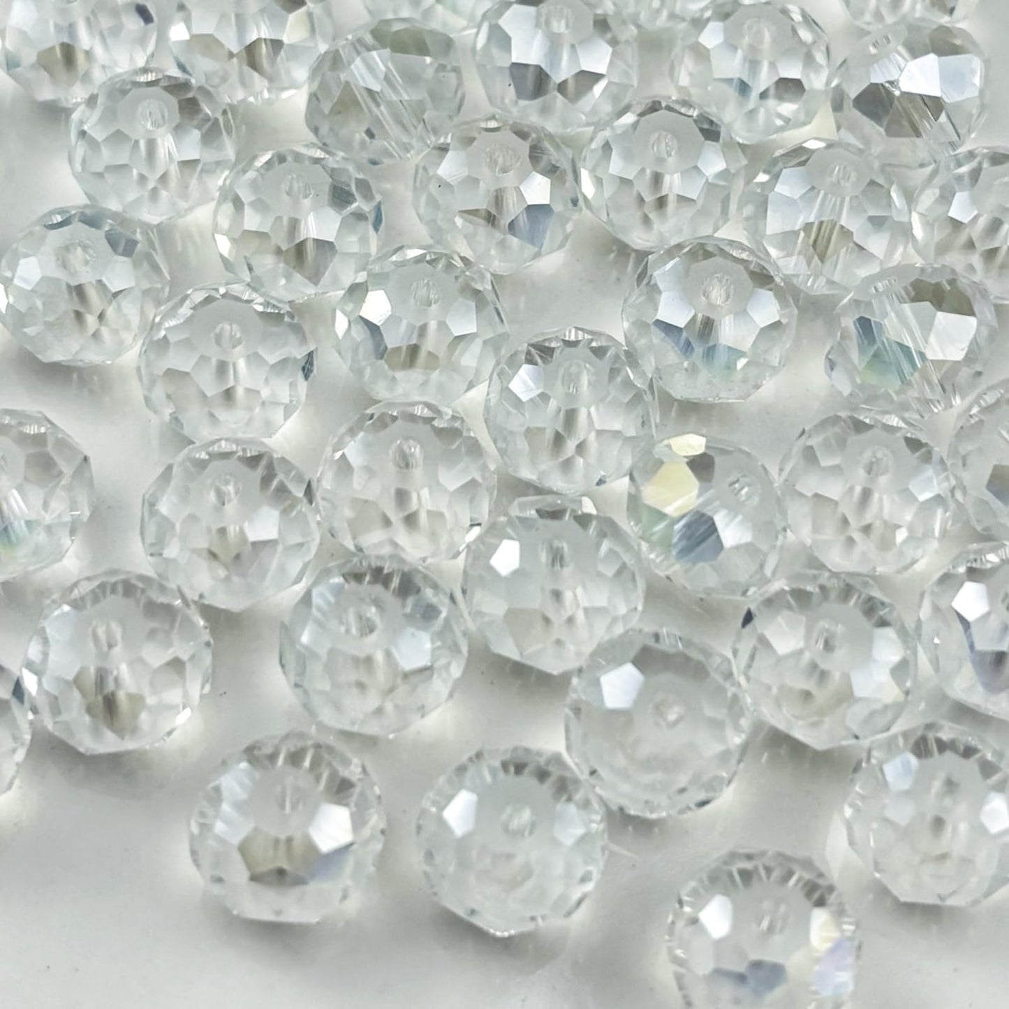 YHYPOCI 100pcs 8mm Crystal Glass Beads for Crafts Faceted Rondelle Glass Beads for Jewelry Making Crystal Spacer Beads for Necklaces Bracelets Earrings DIY Craft(Transparent AB)