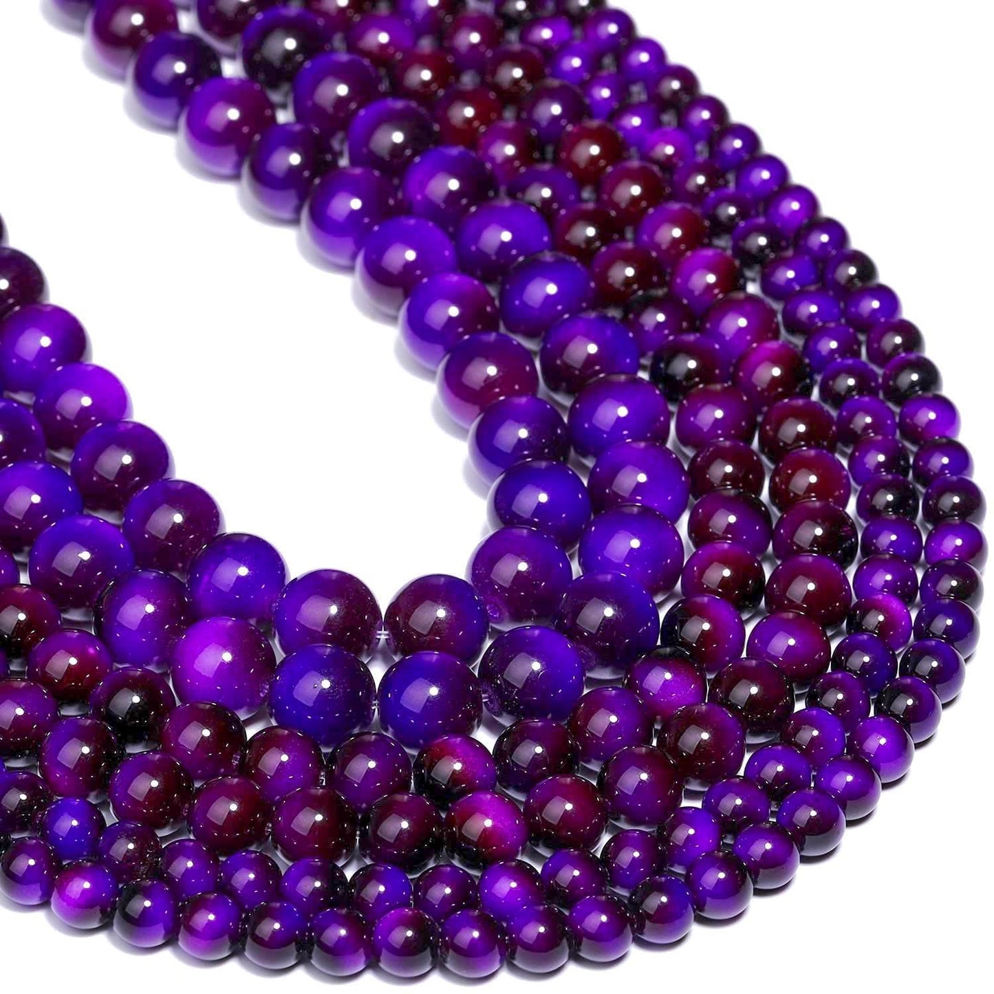 Song Xi 45PCS 8mm Purple Tiger Eye Gemstone Beads for Jewelry Making, Round Smooth Glass Beads for DIY Bracelet Necklace Earring Keychain, Arts and Crafts, for Christmas Wedding Birthday