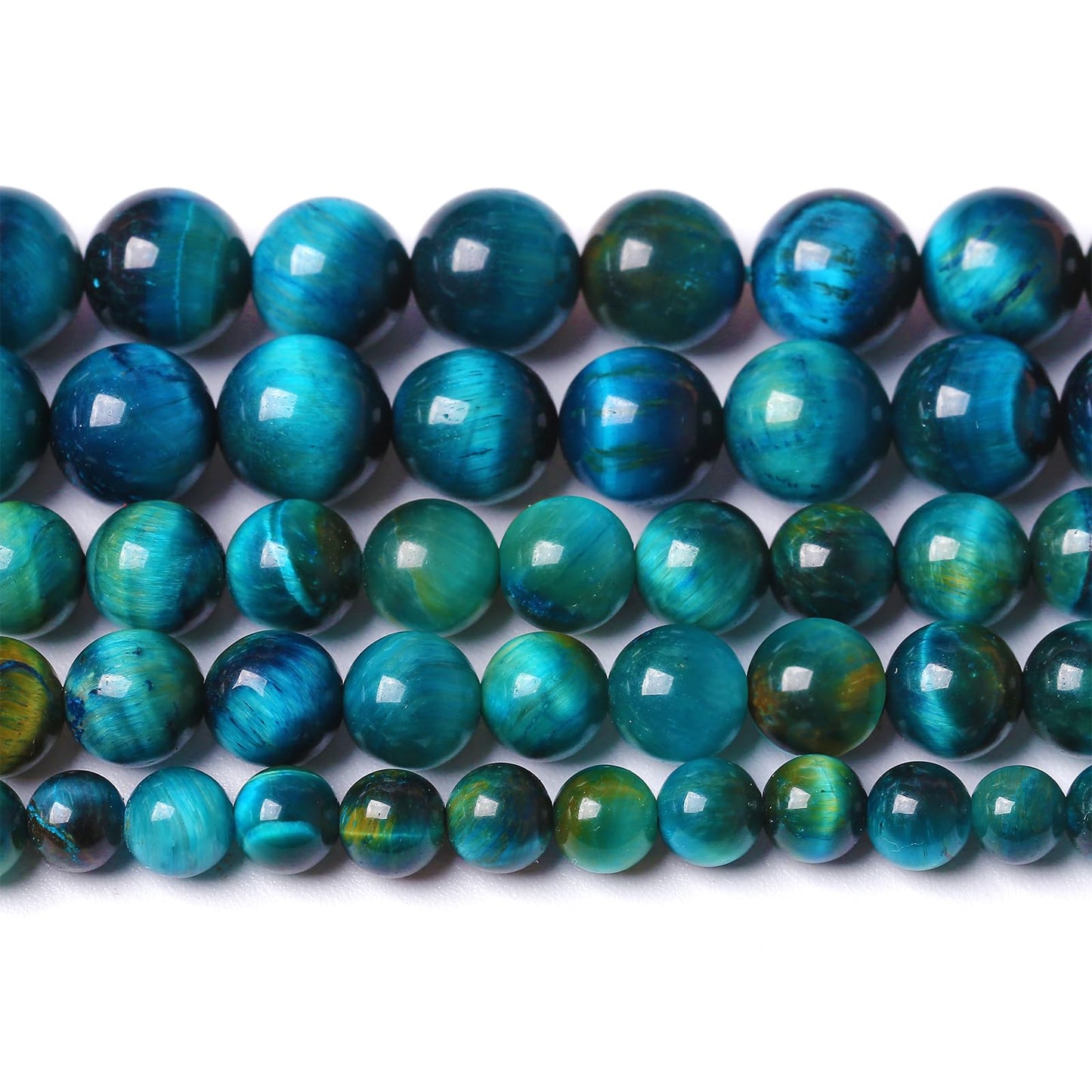 10mm 36PCS Peacock Blue Tiger Eye Stone Beads Natural Crystal Spacer Loose Beads for Jewelry Making DIY Bracelet Semi Precious 1 Strand 15 inches