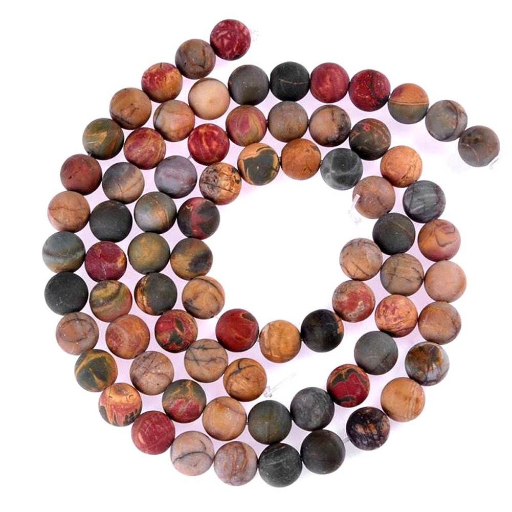 PLTbeads Natural Gemstone Loose Beads Matte Approxi 15.5 inch DIY Bracelet Necklace for Jewelry Making (8mm, Matte Picasso Jasper)