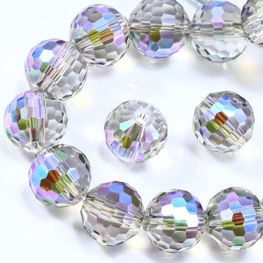 Dowarm Faceted Crystal Glass Beads for Jewelry Making, Rondelle Spacer Beads, Loose Gemstones, 50PCS, Purple