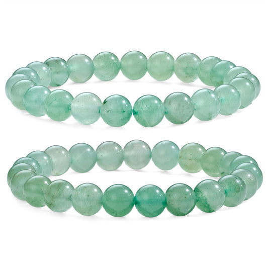Bivei Natural Gemstone Semi Precious Healing Crystals Handmade Stretchy Round Beads Bracelet, Enhance Positive Energy,Stocking Stuffers for Women(Green Aventurine (Growth)(Large))