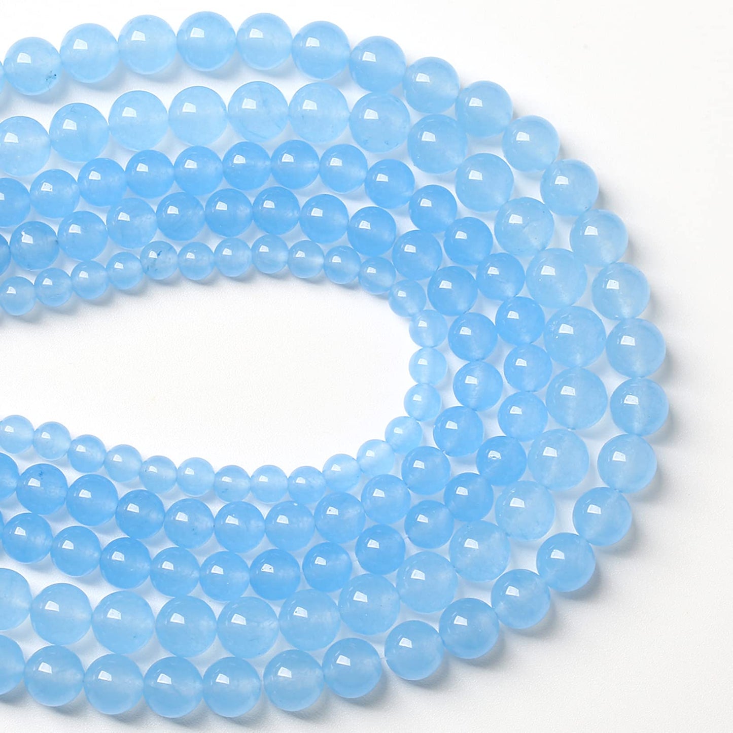 8MM 46PCS Blue Aquamarine Chalcedony Spacer Loose Beads for Jewelry Making DIY Bracelet Necklace