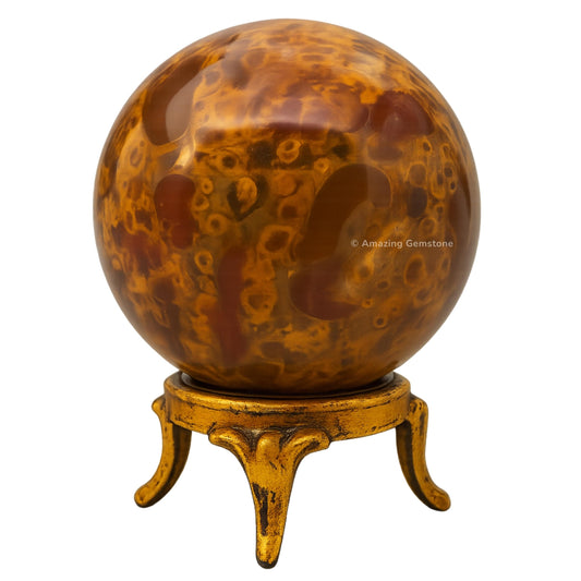 Amazing Gemstone Fruit Jasper Crystal Ball with Stand - 2 Inches Crystal Sphere Meditation Balls for Witchcraft and Decorative Balls