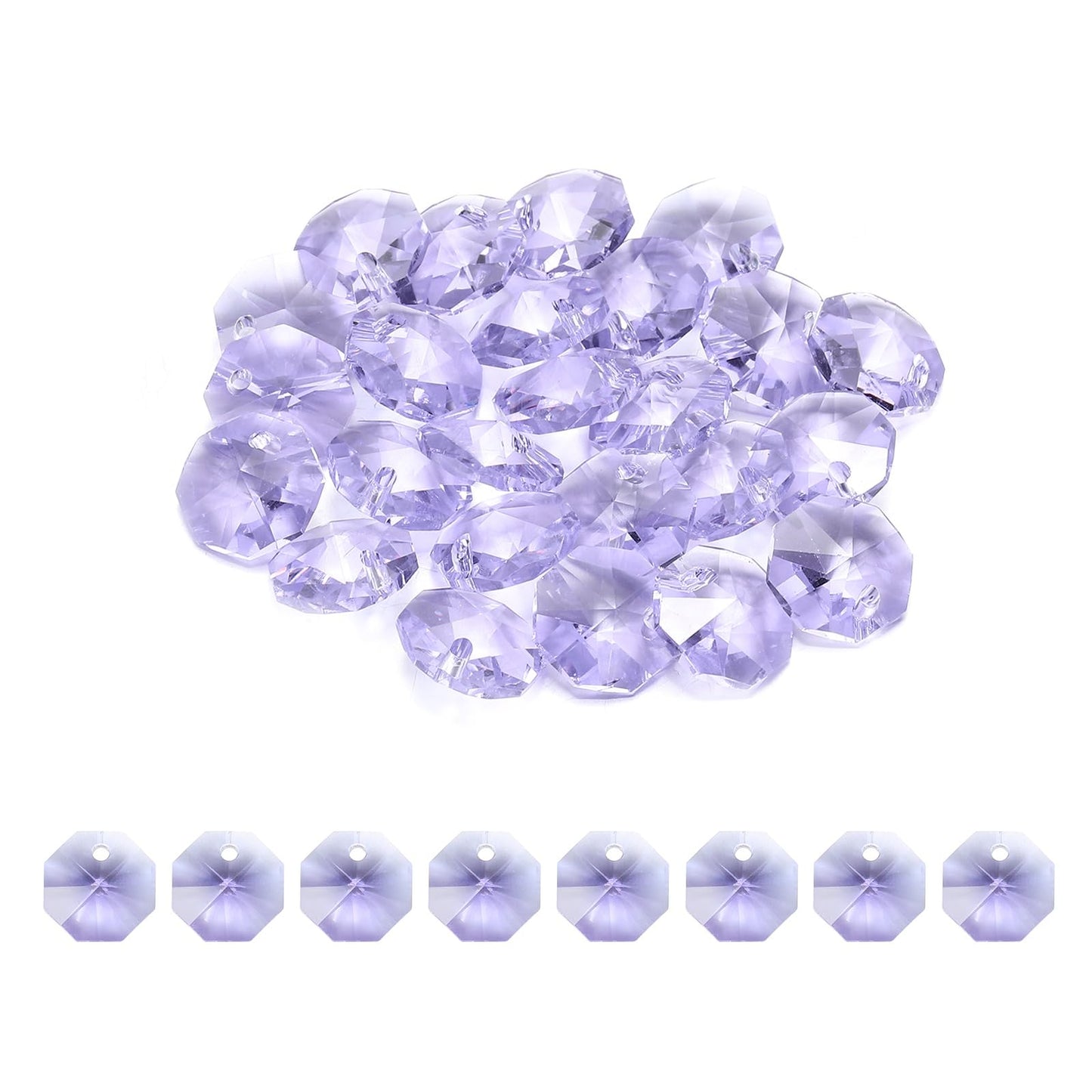 uxcell 25Pcs 1 Hole Crystal Octagon Beads, 12mm K9 Glass Hanging Chandelier Beads Prisms Parts for Crystal Chandeliers Lamp Hanging Pendant Jewelry DIY Craft, Purple