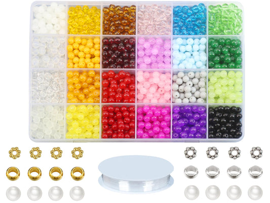 Pamir Tong 2030PCS 6mm Assorted Color Glass Beads Bulk for Jewelry Making,Round Smooth Beads, Bracelet Space Loose Beads for Jewelry Making Earring, Necklaces, Adult Craft Supplies