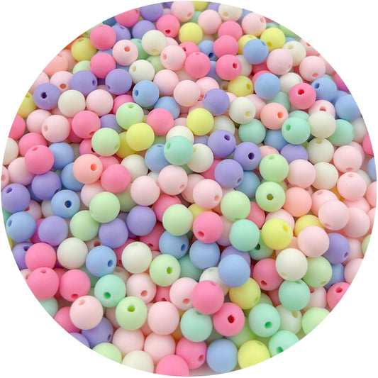 Mulutoo 120Pieces 12MM Acrylic Round Beads Round Acrylic Balls Chunky Beads Smooth Spacer Plastic Pastel Beads Craft Beads for Necklace and Bracelet Making Crafting Supplies(173-matte Mixed Color)