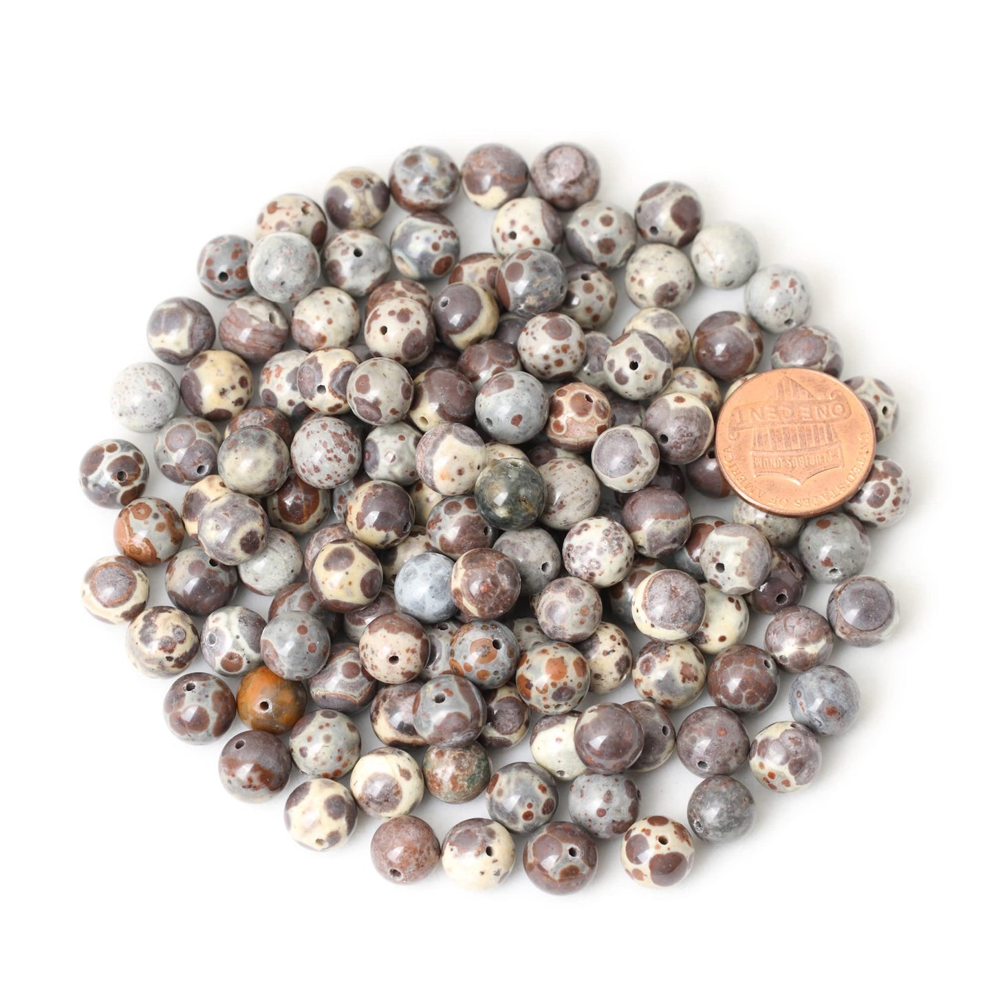 CHEAVIAN 45PCS 8mm Natural Mexico Obicular Jasper Gemstone Round Loose Beads for Jewelry Making 1 Strand 15"