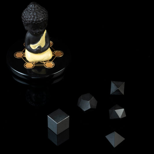 ZAICUS Black Tourmaline Crystal Geometry Set – 5 Pcs Platonic Solids Sacred Stones for Protection, Chakra Balancing, Reiki Healing, Meditation Crystals, Energy Cleansing Spiritual Gift (15–20 mm)