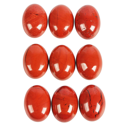 Casaper Natural Red Jasper Oval Cabochons Beads for Jewelry Making, Polished Cab Flat Back Cab Stone Crafts, 13x18mm, Pack of 10