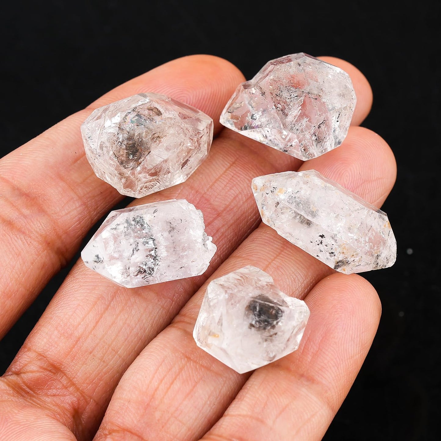 ColouredRocks (5 pcs. BLACK HERKIMER DIAMOND Crystals, Raw Stones, Rough Gemstones, Jewelry Making Supply, Cabbing, Polishing, Cutting, DIY, Crafts (80+ carats.) (15-20 mm.)