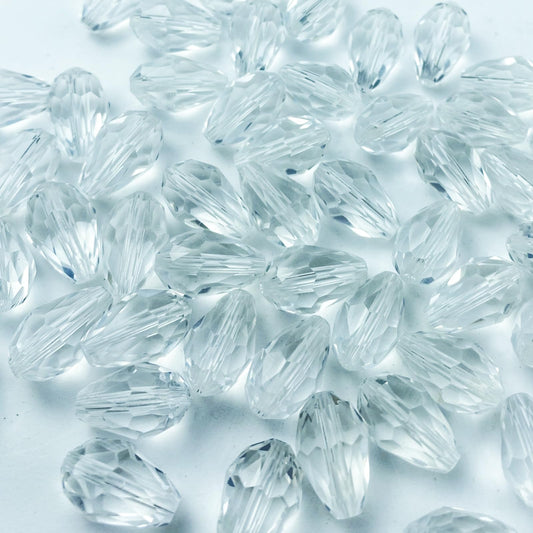 Honkoolly 130pcs 6x8mm Teardrop Crystal Glass Beads Vertical Hole Faceted Glass Teardrop Spacer Beads for Bracelets Necklace Earring DIY Jewelry Making Craft(Transparent)