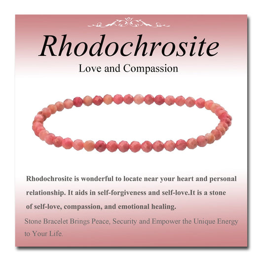MASSIVE BEADS Natural Genuine Gemstone Beads Healing Crystal Chakra Reiki Jewelry Faceted Round Beads Bracelets (Rhodochrosite, 3mm)
